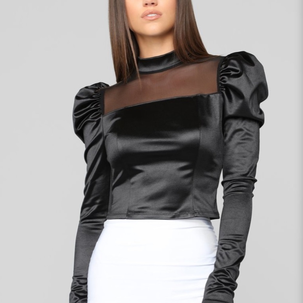 Mock Neck Mesh Top